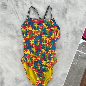 Dolfin Yellow and Red One Piece Swimsuit